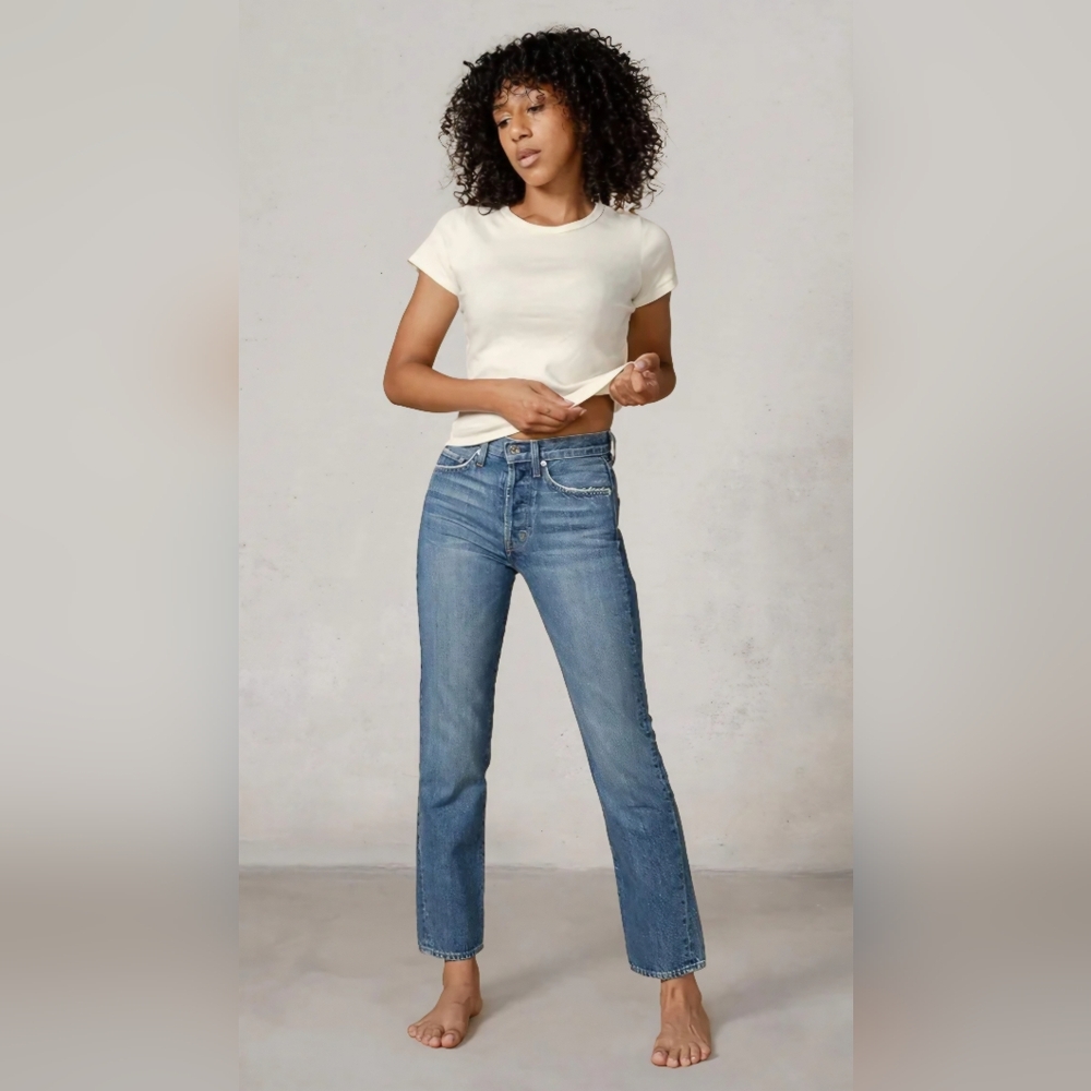 Edwin Cai Classic Straight  Leg Button Fly Jeans- In Lumineer